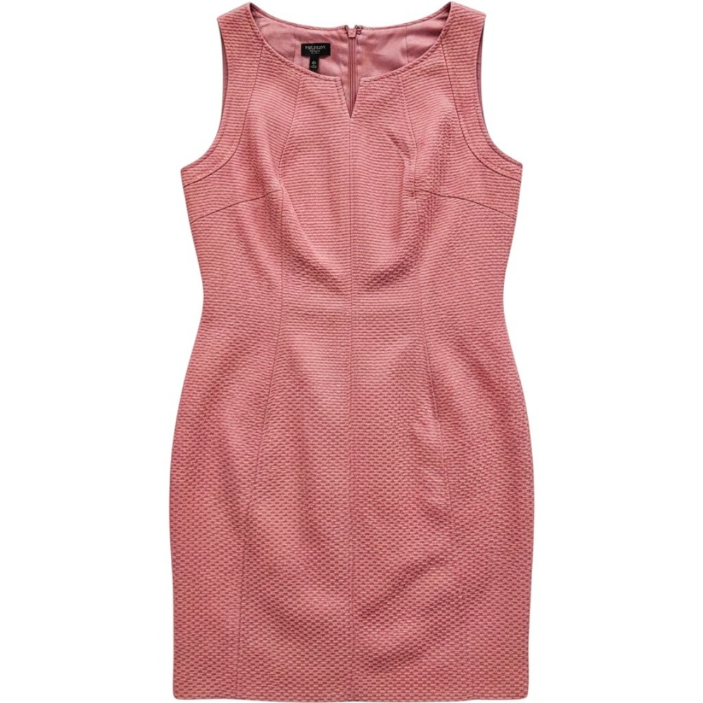 Talbots Pink Sleeveless Sheath Dress V Neck Knee Length Petites 8P